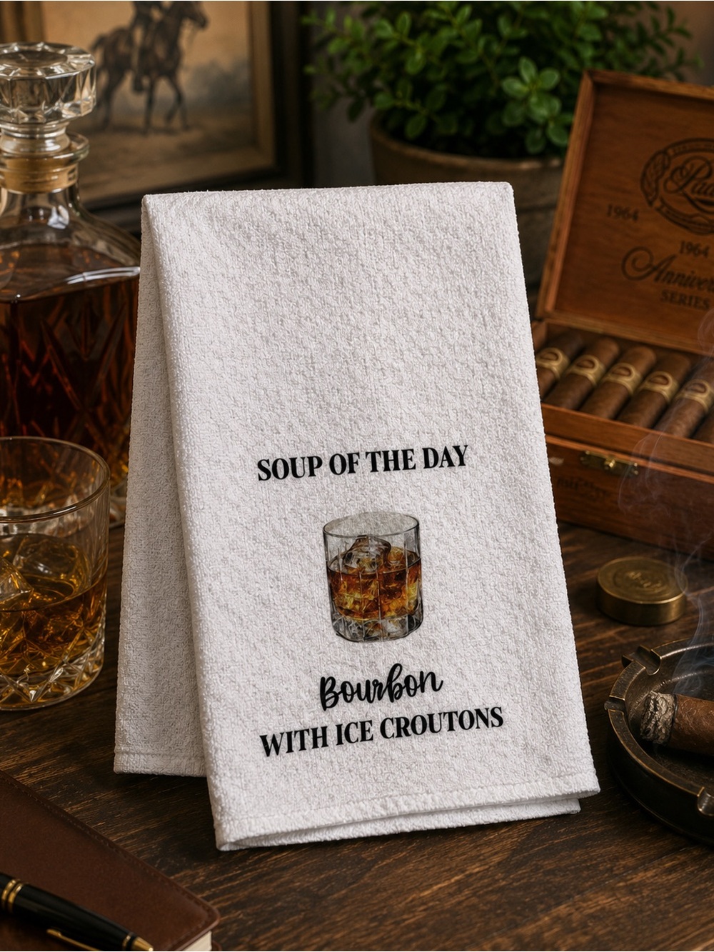 Bourbon 'Soup of the Day' White Kitchen Tea Towel